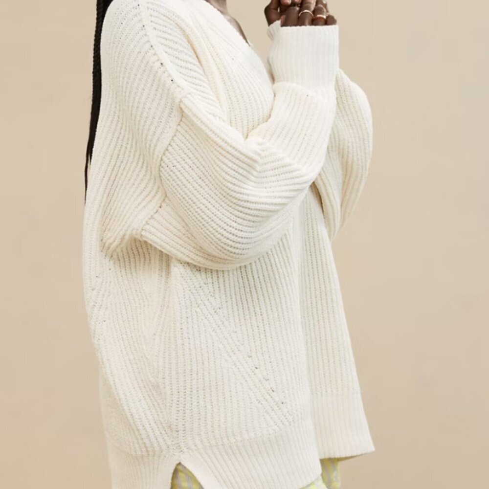 Aerie Oversized Slouchy Cozy Soft Minimalist Chenille V-Neck Sweater XL - Picture 9 of 9